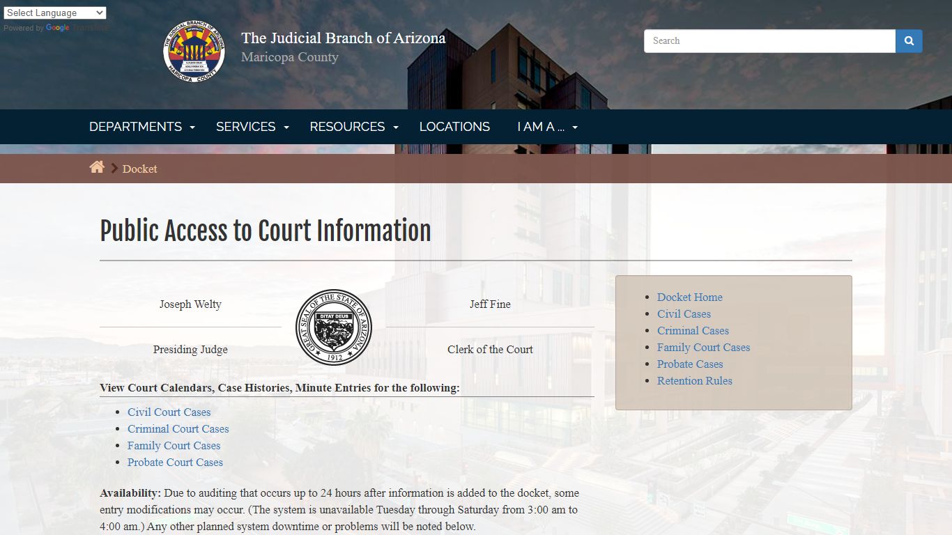Public Access to Court Information - The Judicial Branch of Arizona in ...