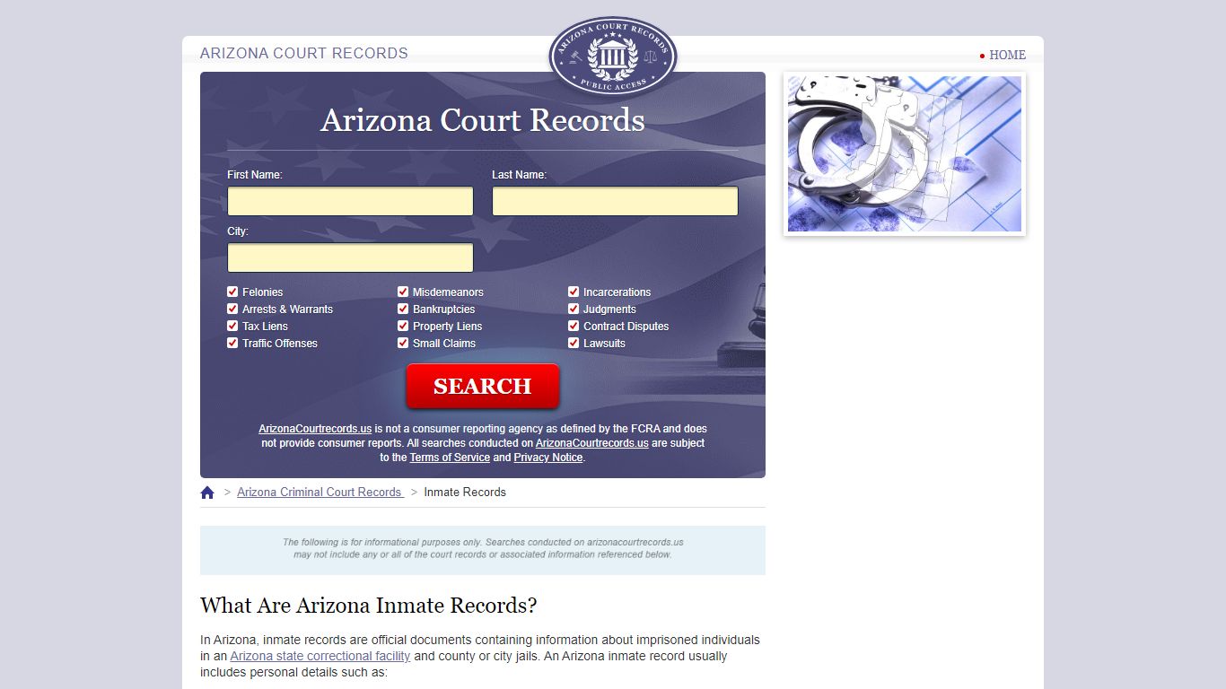 Arizona Inmate Search | ArizonaCourtRecords.us
